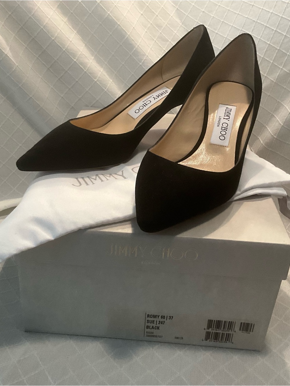 Jimmy Choo Black Pointed-Toe Suede Pumps